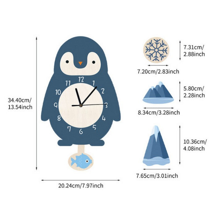 Horloge Murale Enfant Pingouin Amusant