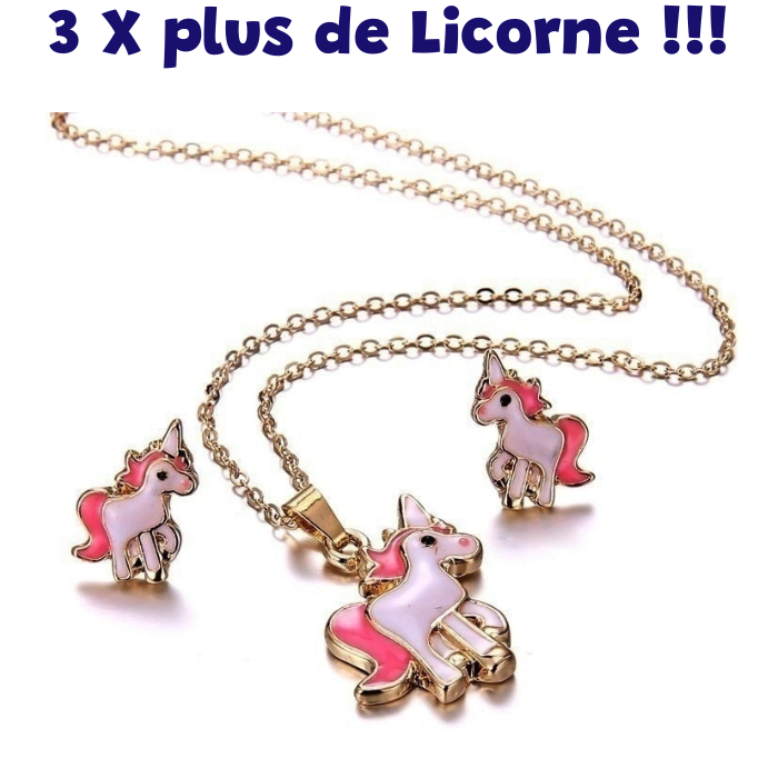PACK BIJOUX LICORNE  Collier, Bracelet & Boucles d'Oreilles