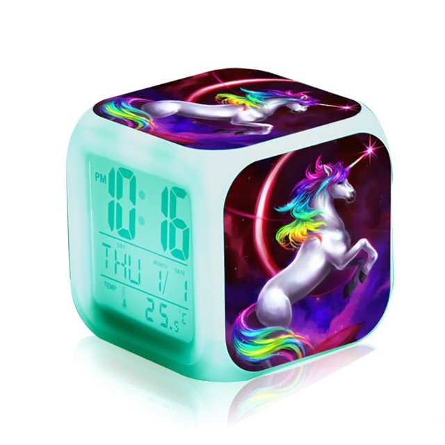 Réveil Fille Digital Cube Licorne