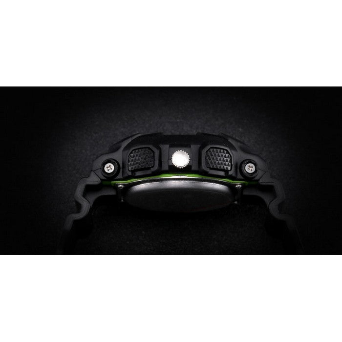 Montre Garçon Double Affichage avec Bracelet en Silicone Noir et Cadran Noir et Vert