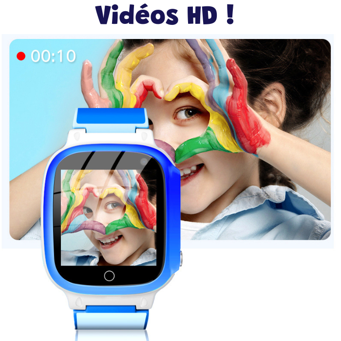 Montre Enfant Intelligente, 4G, Appels & Messages, Lecteur Audios & Vidéos, Bouton SOS
