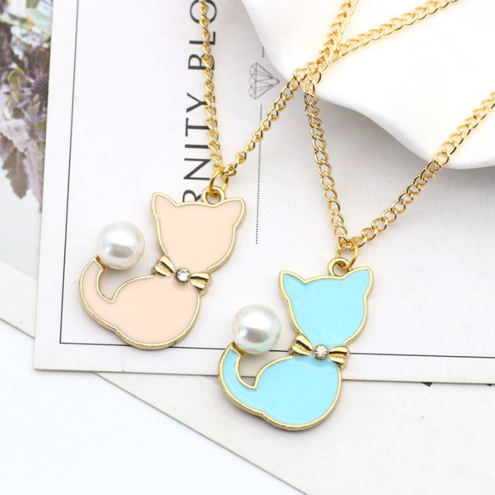 Collier Fille Chat Blanc