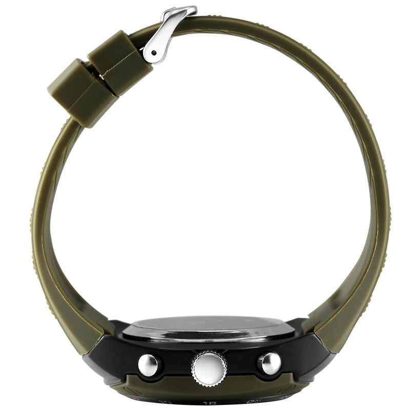 Montre Garçon Double Affichage avec Bracelet en Silicone Noir et Cadran Noir