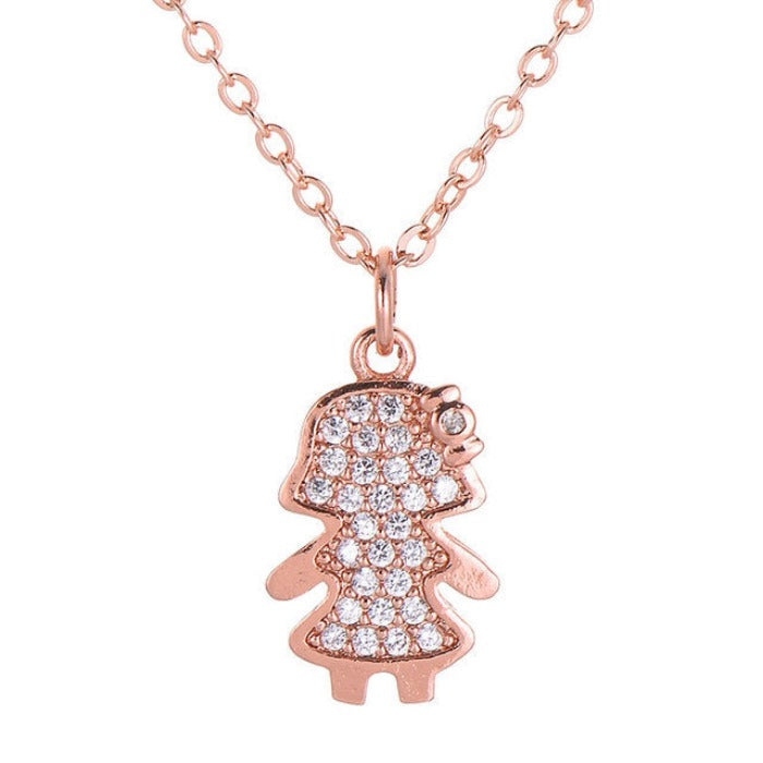 Collier Fille Or Rose Strass